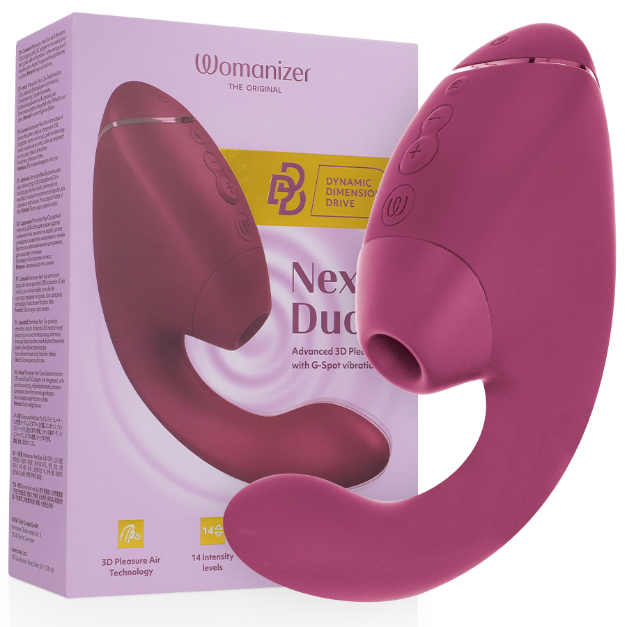 WOMANIZER - DUO NEXT STIMULATEUR CLITORIAL ET DE POINT G DOUBLE ROSE FOYER - Sensualia