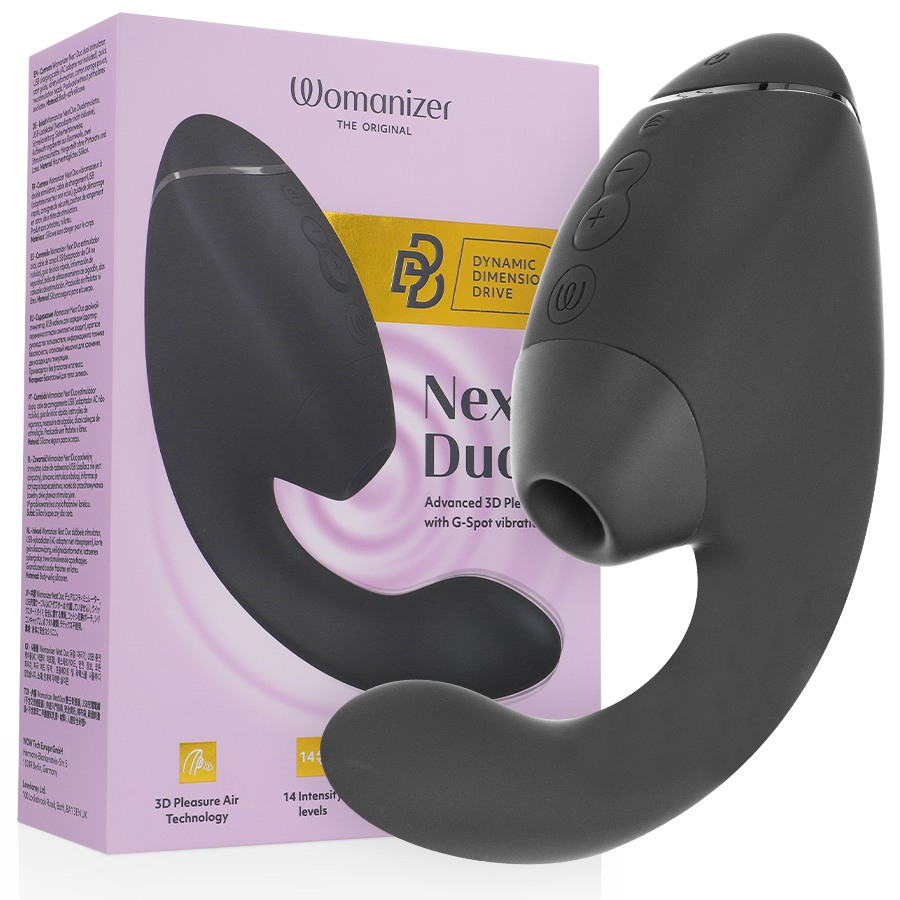 WOMANIZER - DUO NEXT STIMULATEUR CLITORIAL ET DE POINT G DOUBLE NOIR - Sensualia