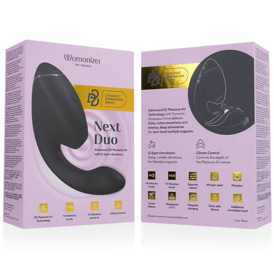 WOMANIZER - DUO NEXT STIMULATEUR CLITORIAL ET DE POINT G DOUBLE NOIR - Sensualia